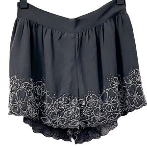 Kimchi Blue Urban Outfitters Black Silky Beaded Lace Trim Flowy Festival Party